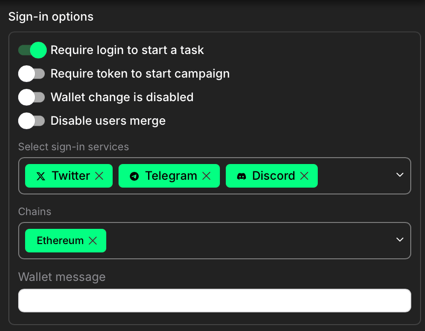 Campaign access rules settings