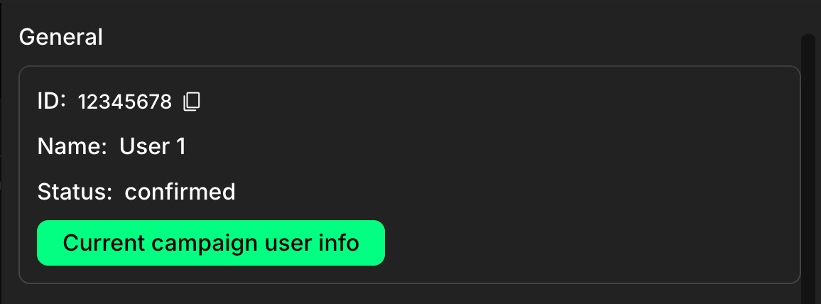 Test user detail: general section