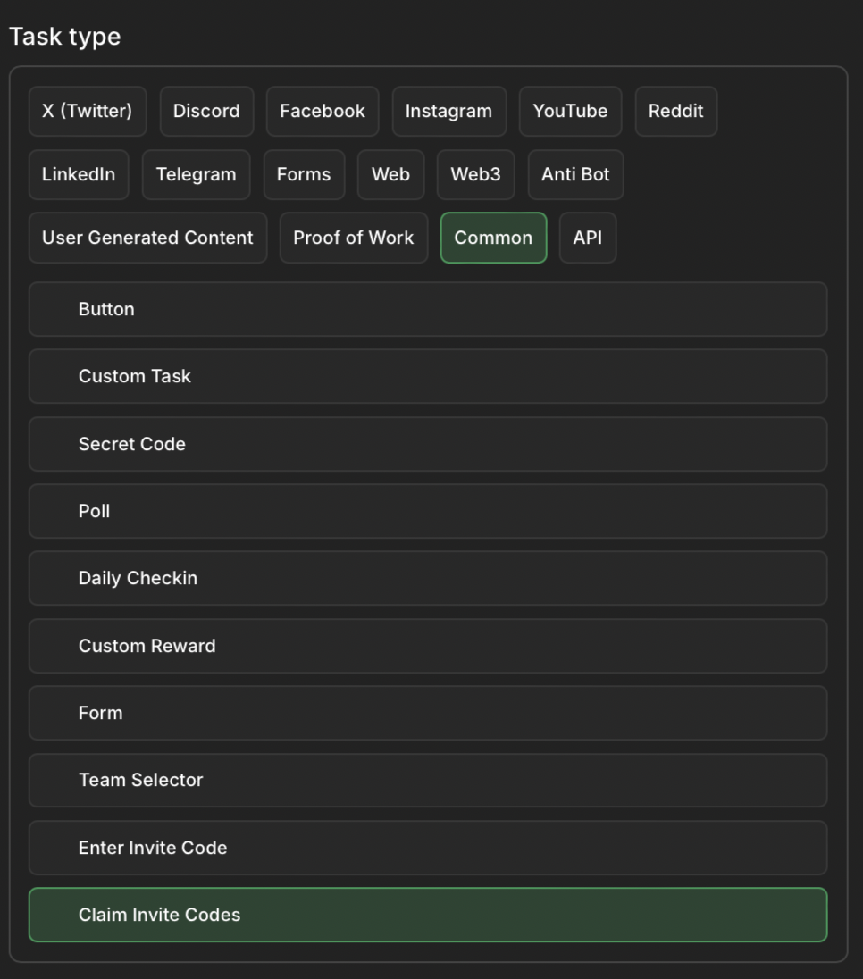 Claim invite code task type stage