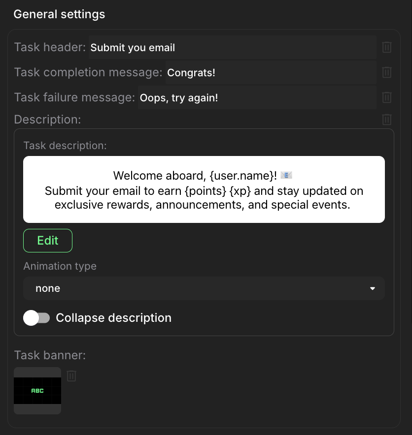 General settings panel expanded
