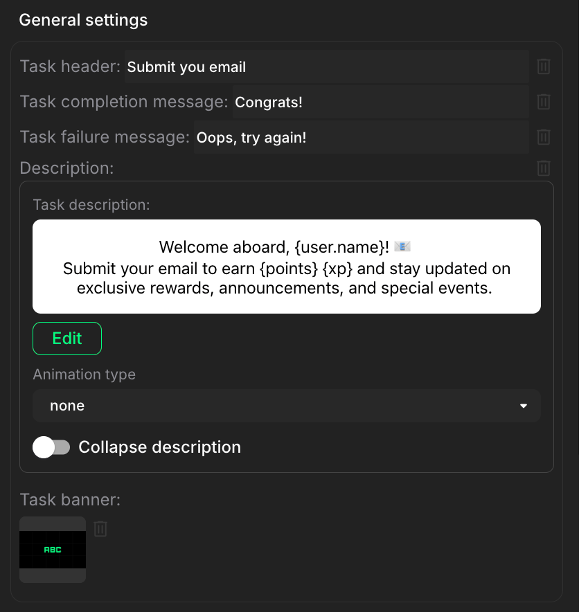 General settings panel expanded
