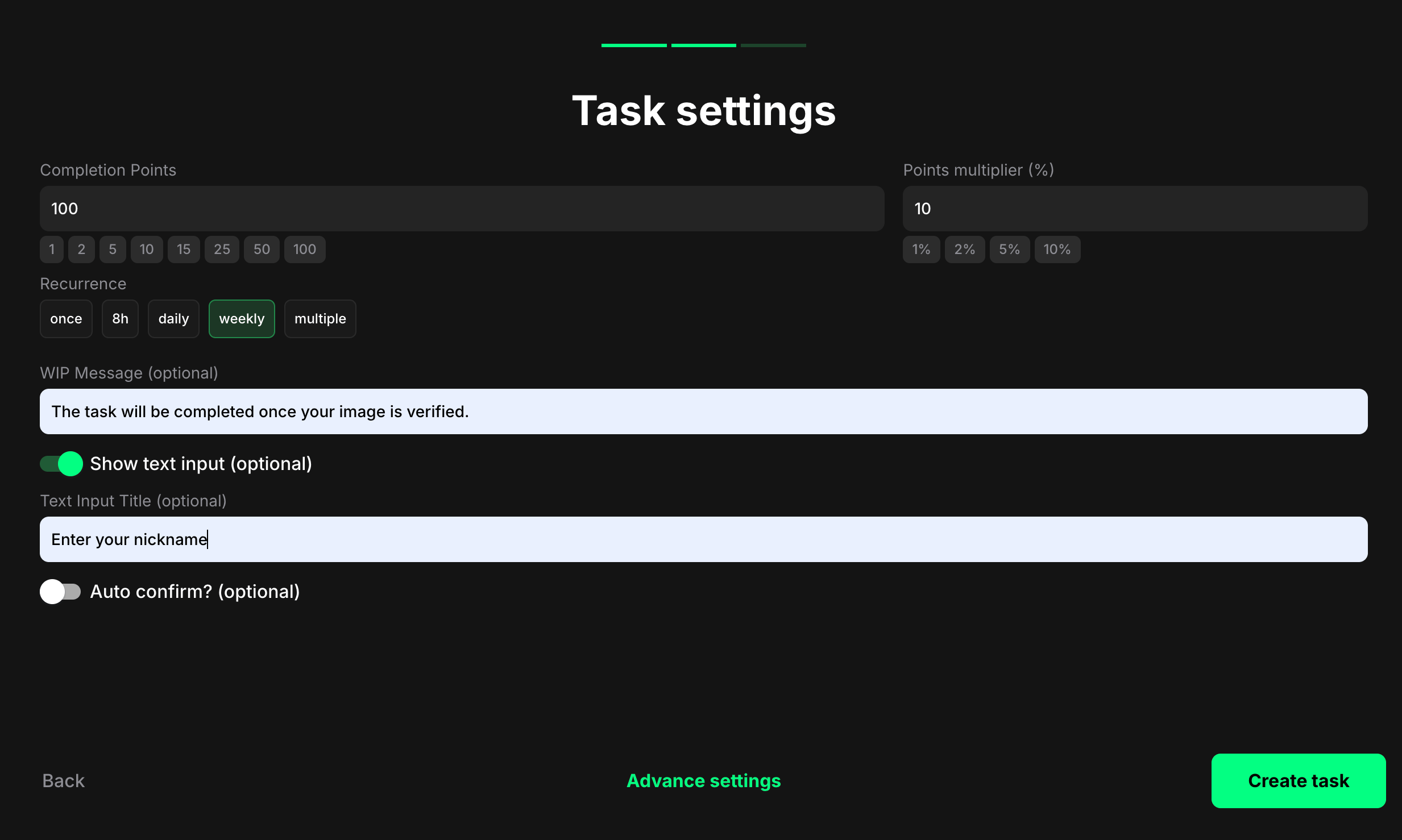 Image as Proof of Work settings