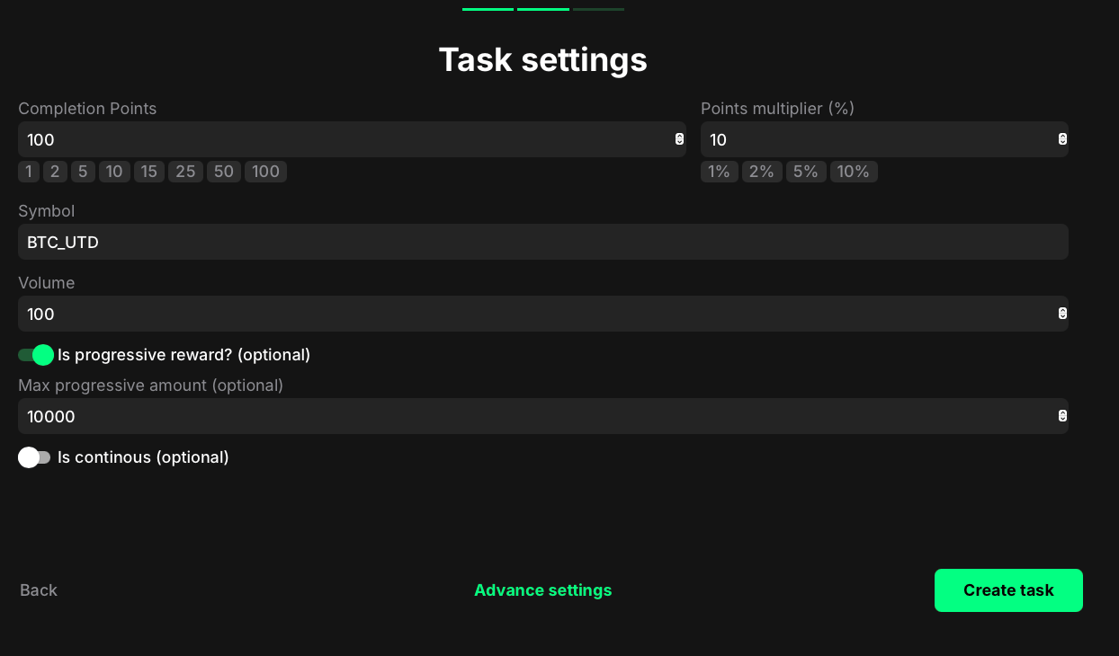 KuCoin trading volume task settings