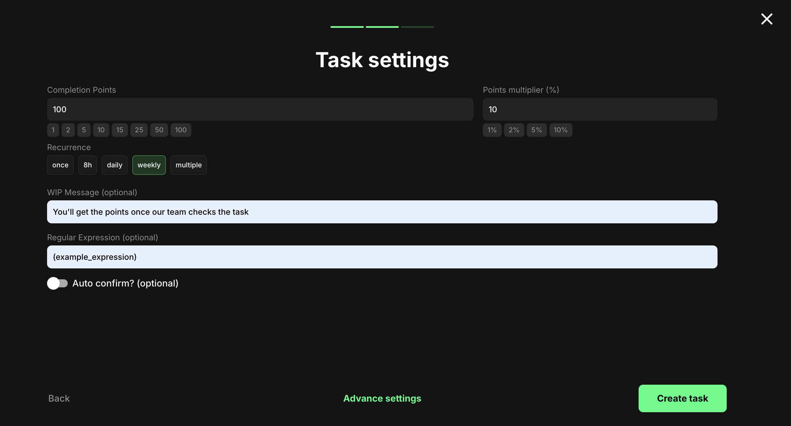 Link as Proof of Work settings