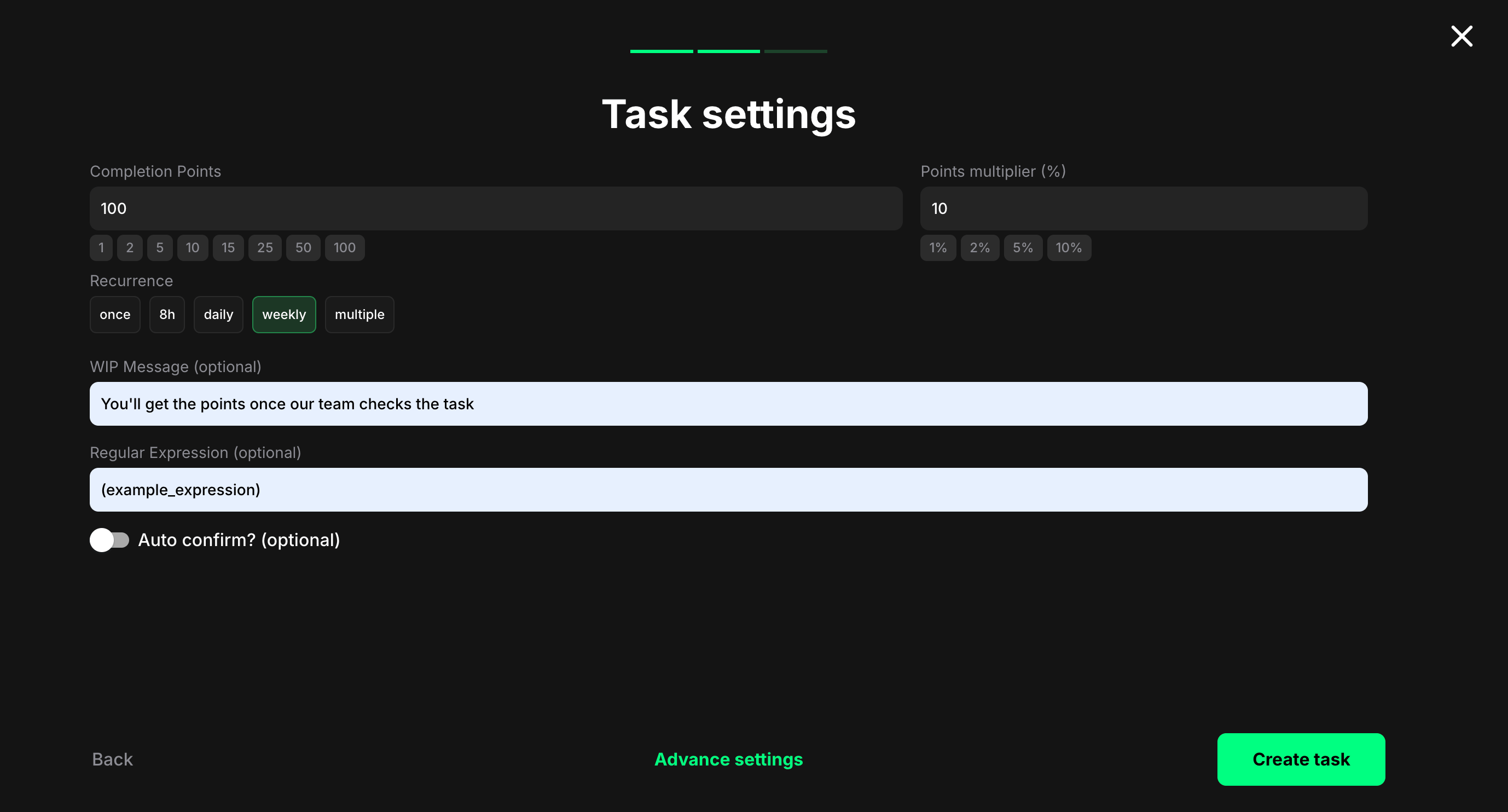 Link as Proof of Work settings