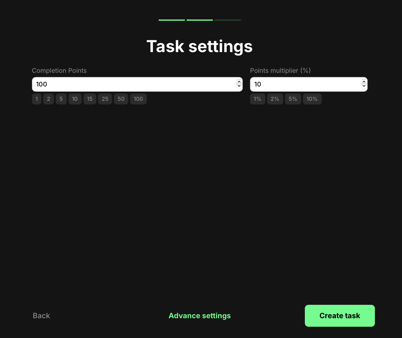reCAPTCHA task settings