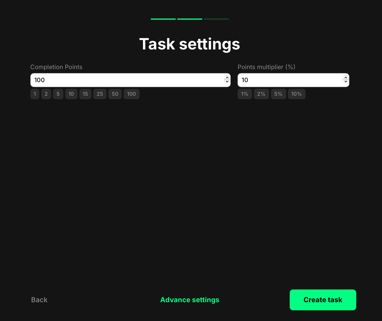 reCAPTCHA task settings