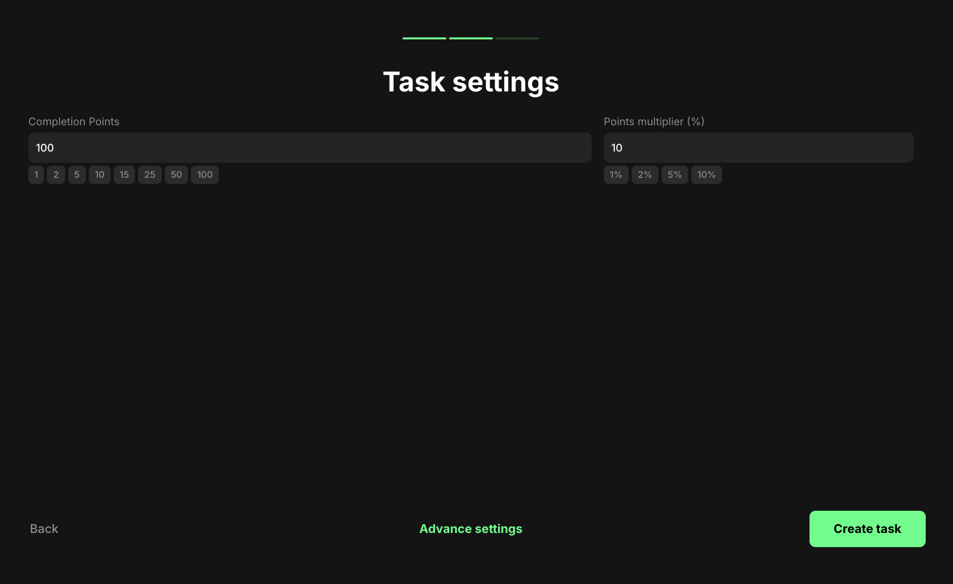 SDK task settings
