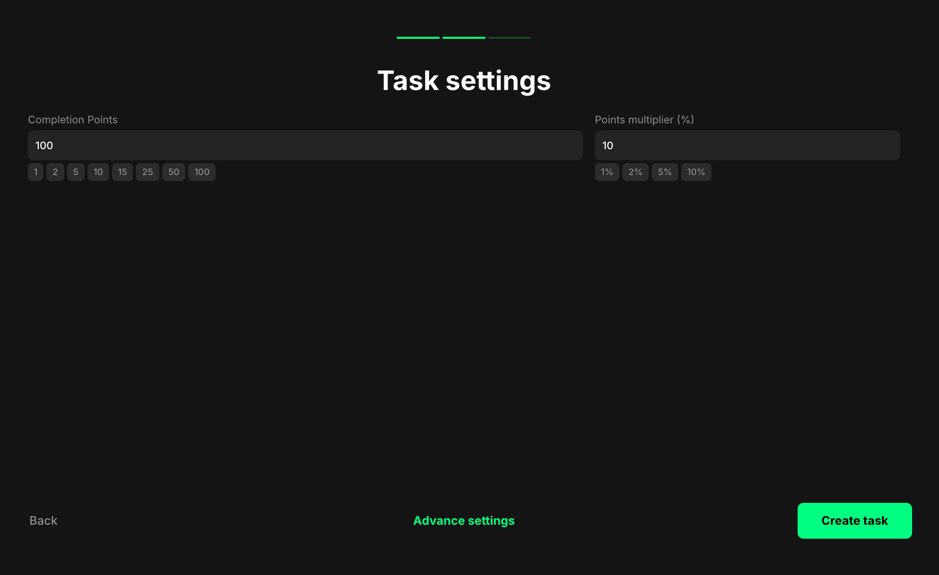 SDK task settings