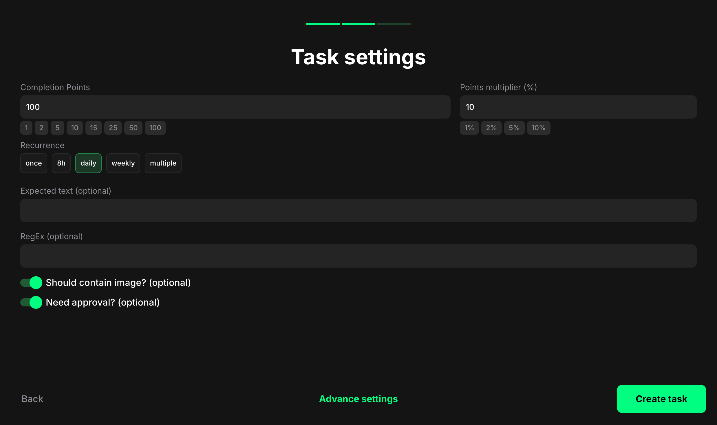 Submit X post task settings