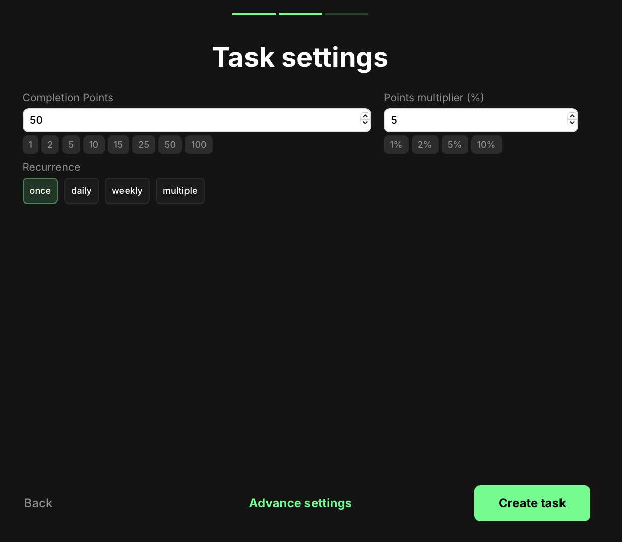 Task basic settings