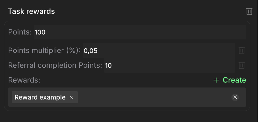 Task rewards panel expanded