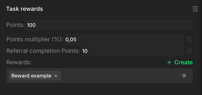 Task rewards panel expanded