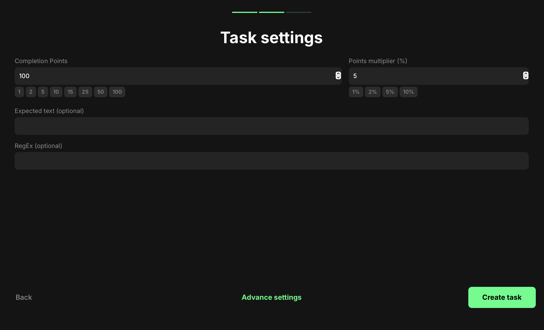 Bio verification task settings