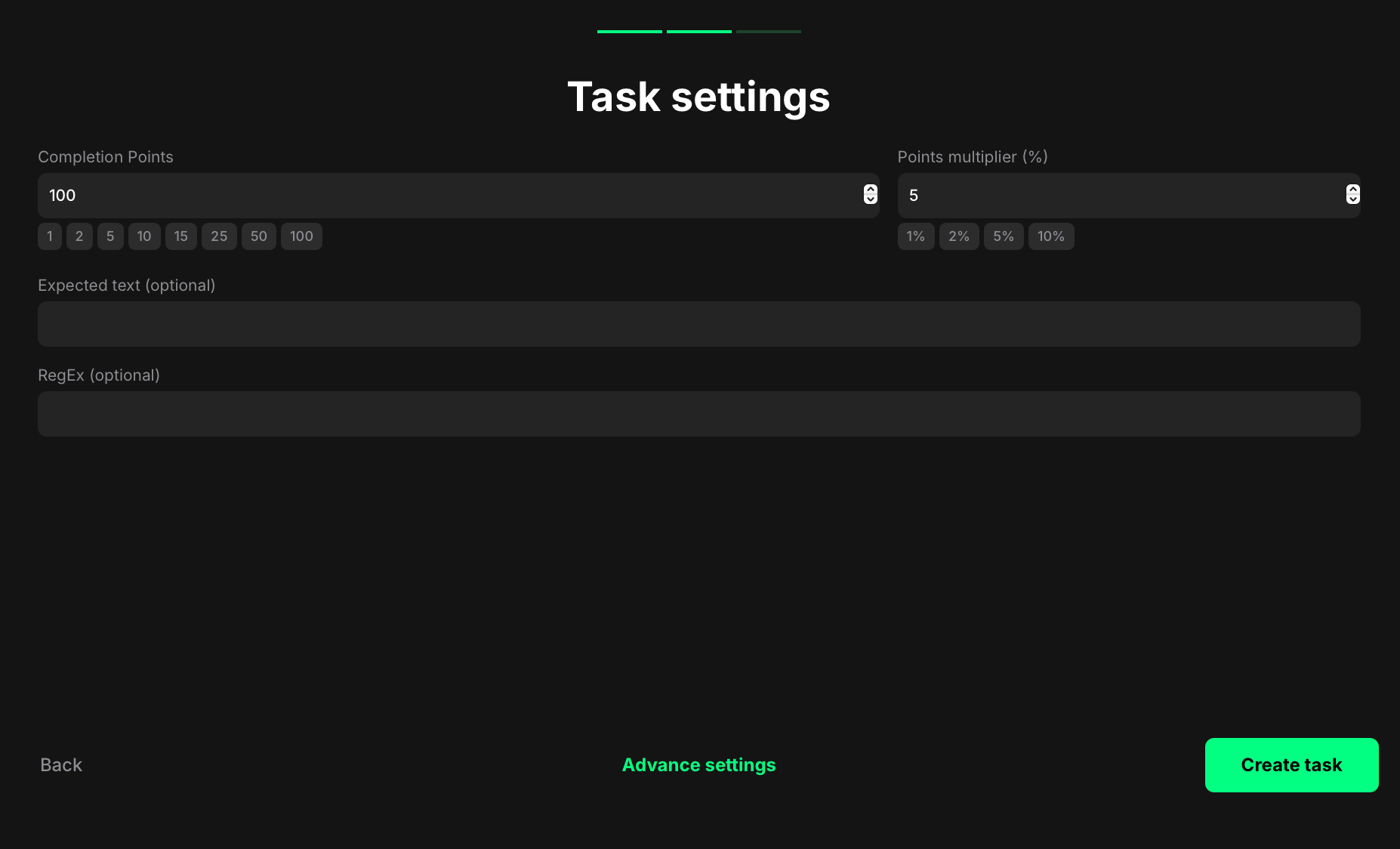 Bio verification task settings