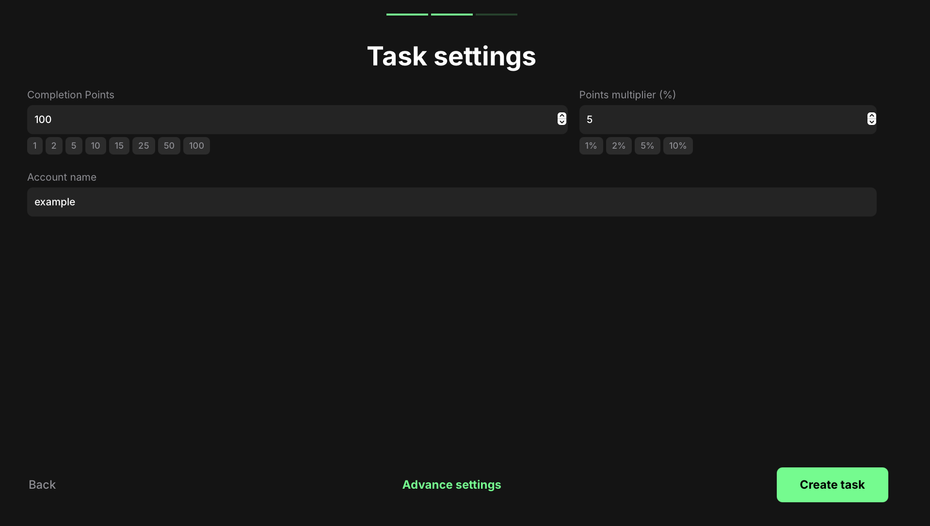 Follow on X task settings