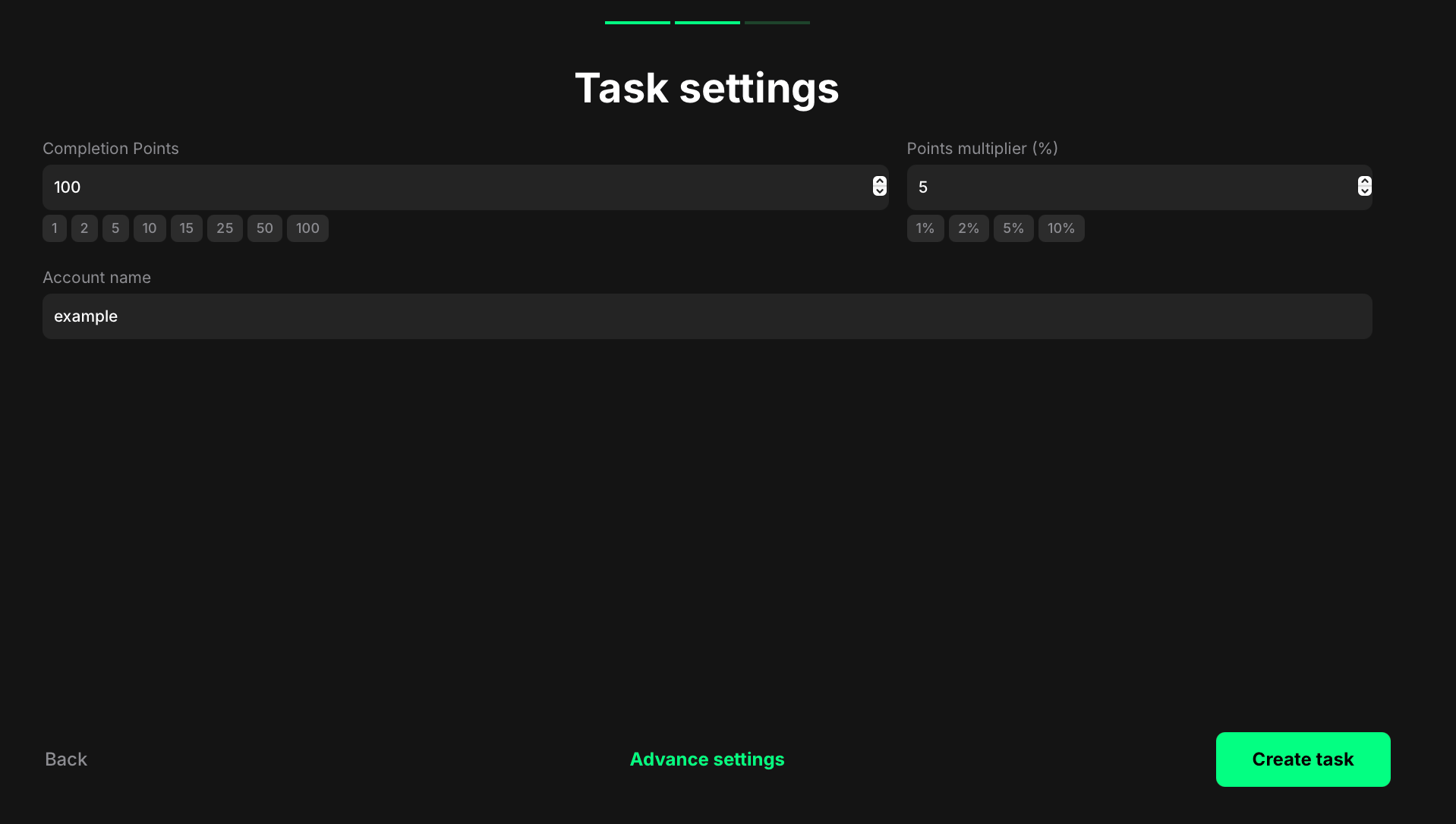 Follow on X task settings