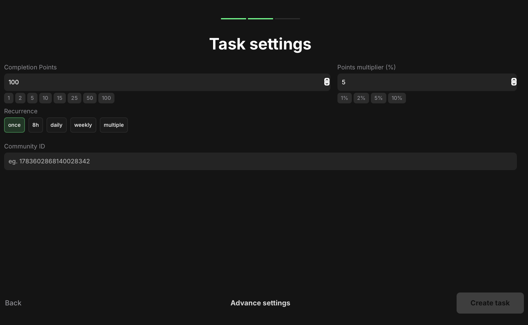 Join X community task settings