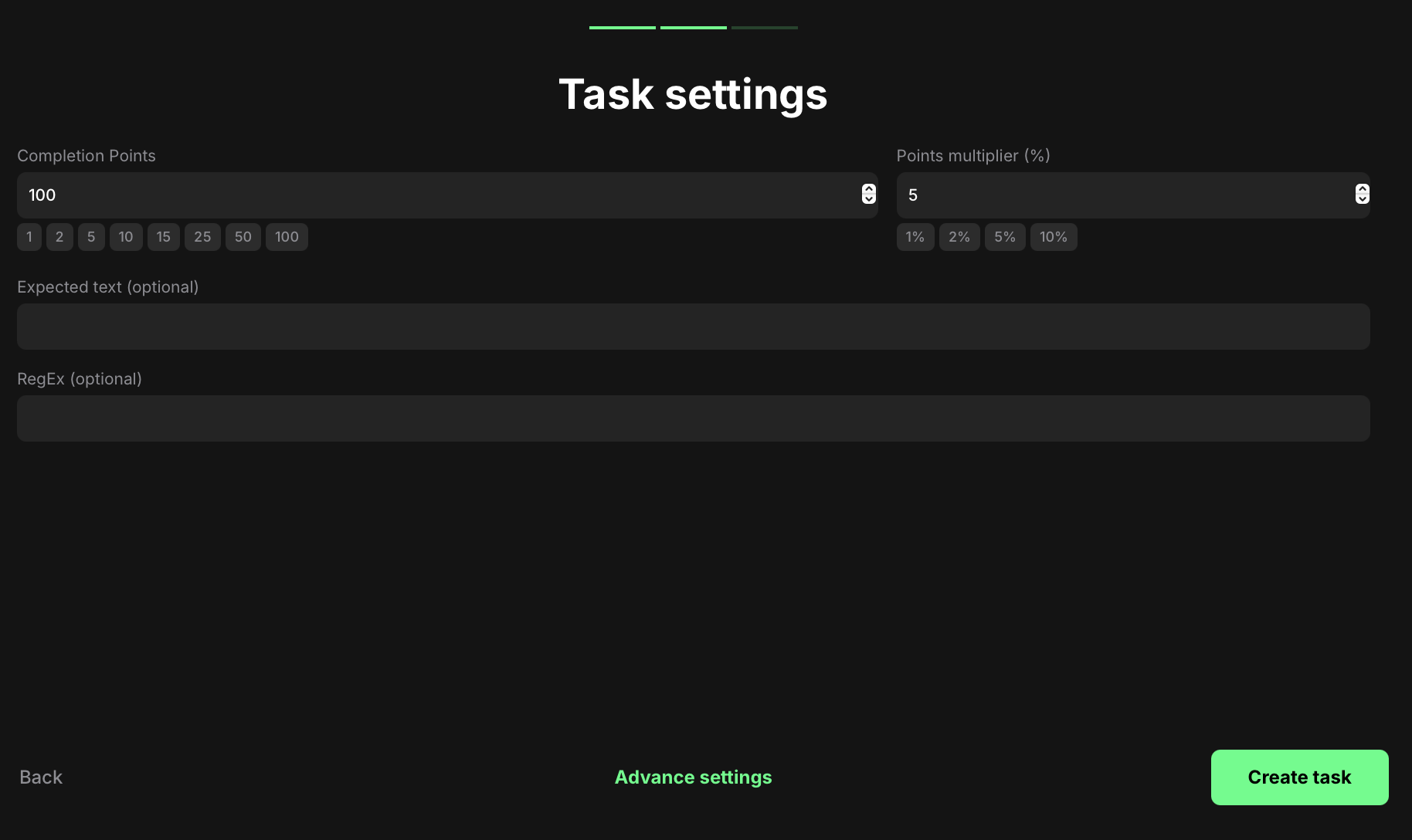 Name verification task settings