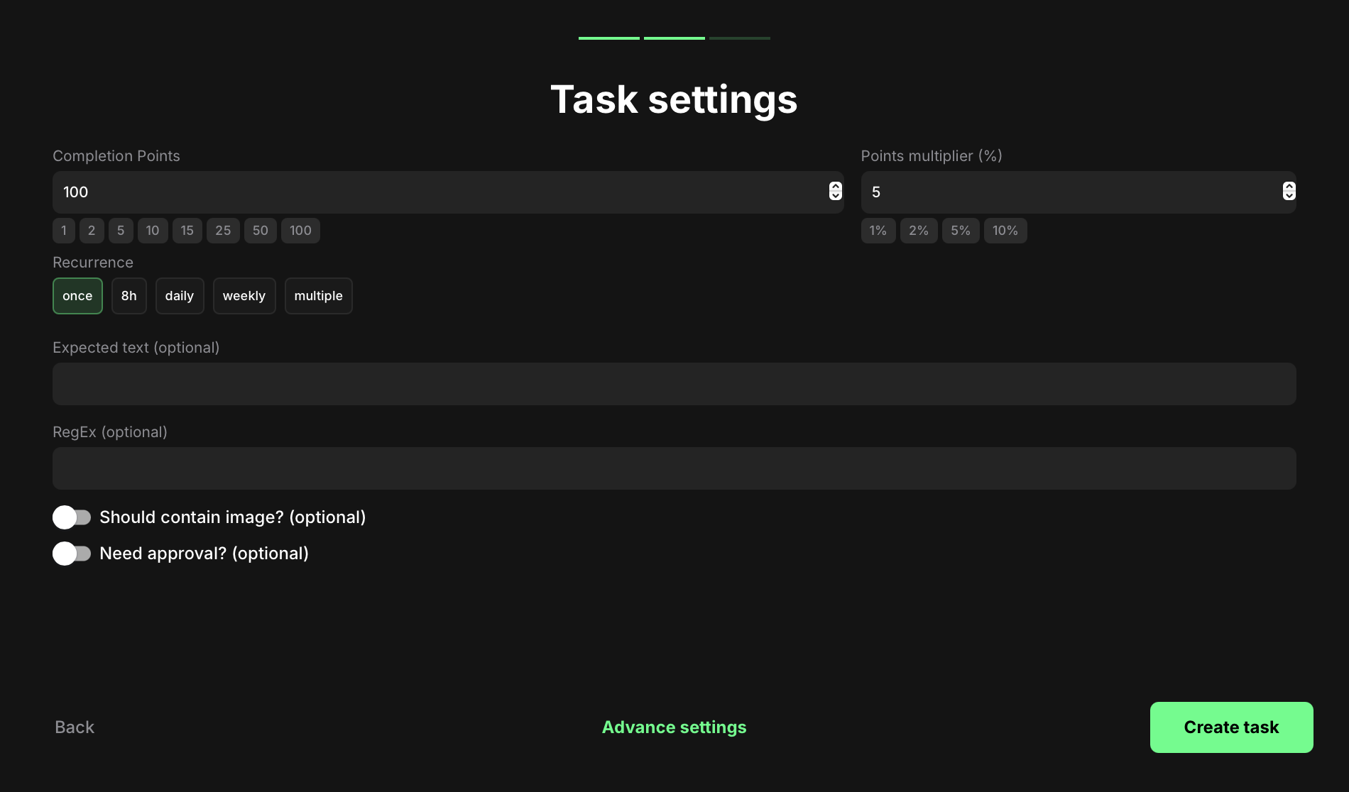 Submit X post task settings