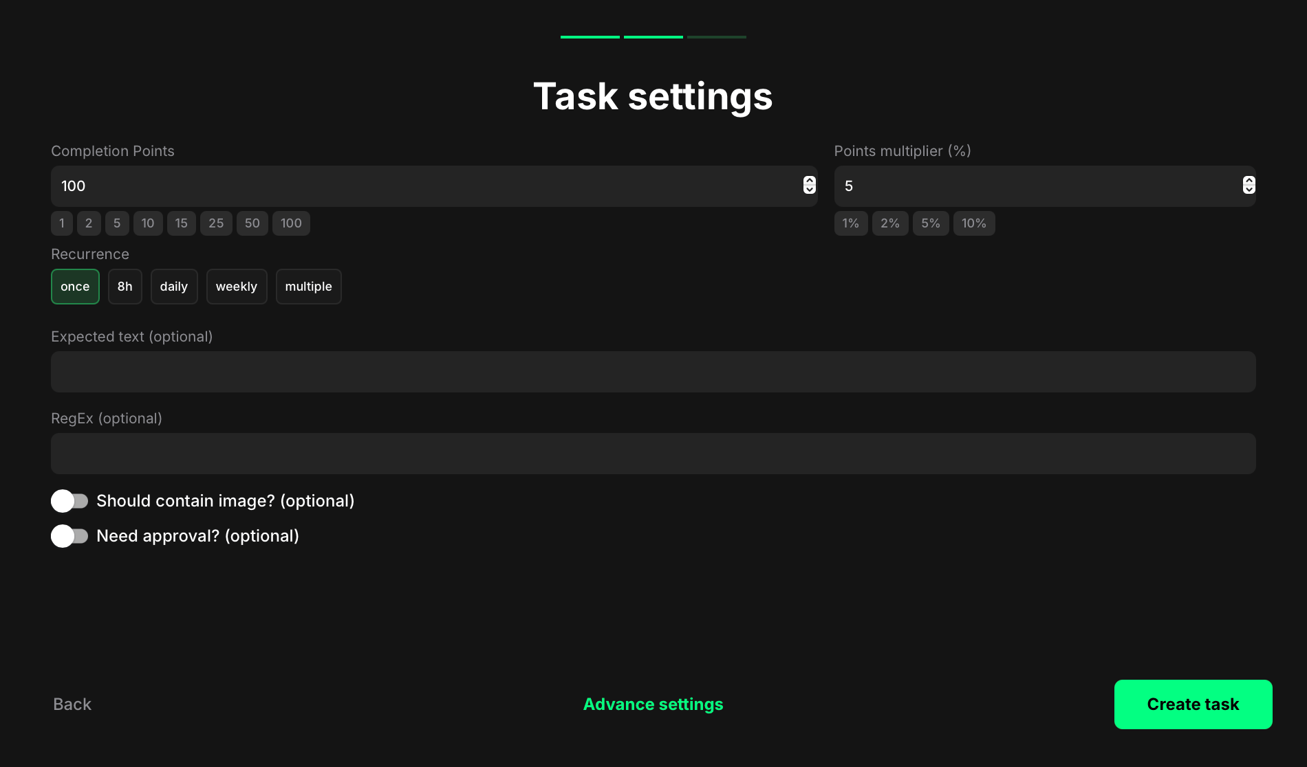 Submit X post task settings
