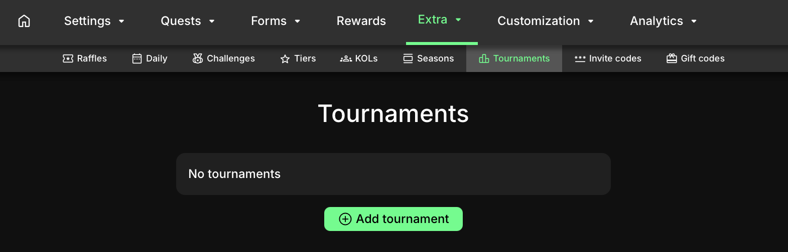 Add Tournament button