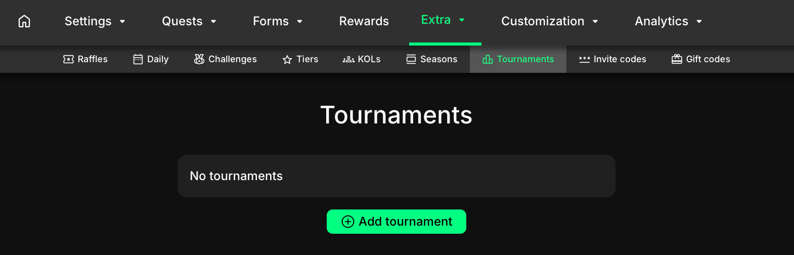 Add Tournament button
