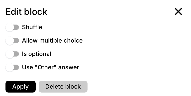 Choice settings