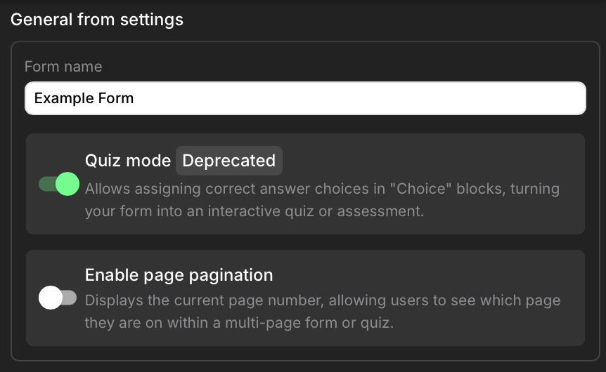 Form settings