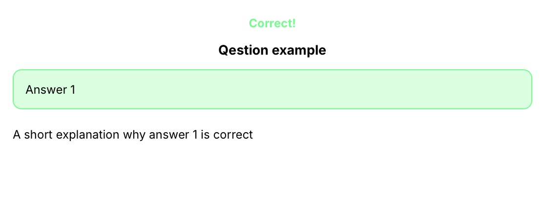 Quiz block explanation field