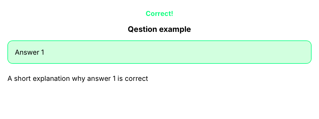 Quiz block explanation field