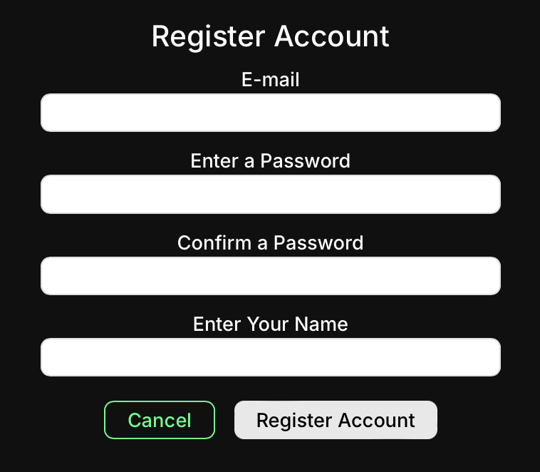 Creating account page