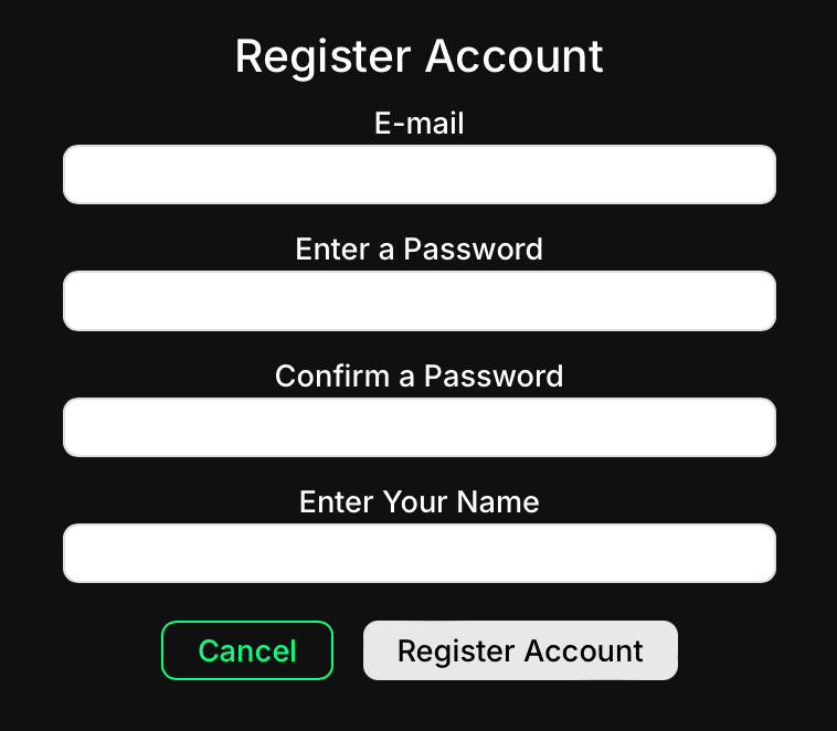 Creating account page
