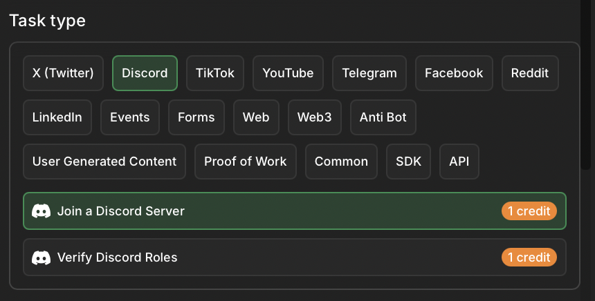 Join a Discord server task type