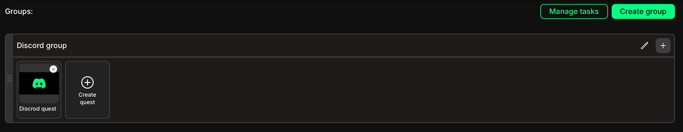 Quest card in group