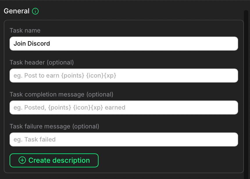 Task name field