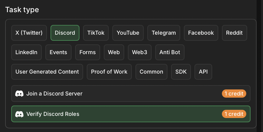 Verify Discord roles task type