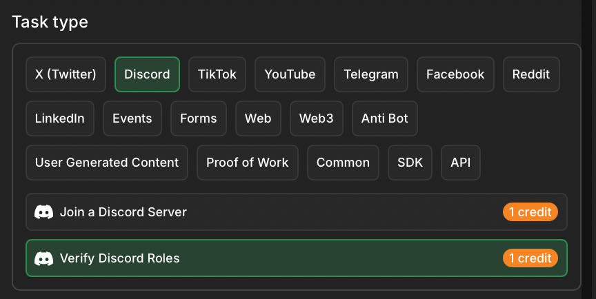 Verify Discord roles task type