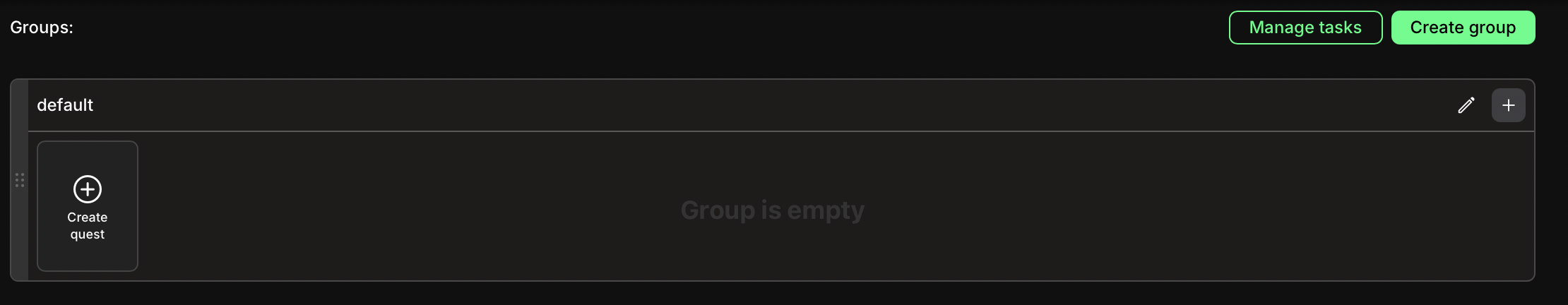 Groups of quests section