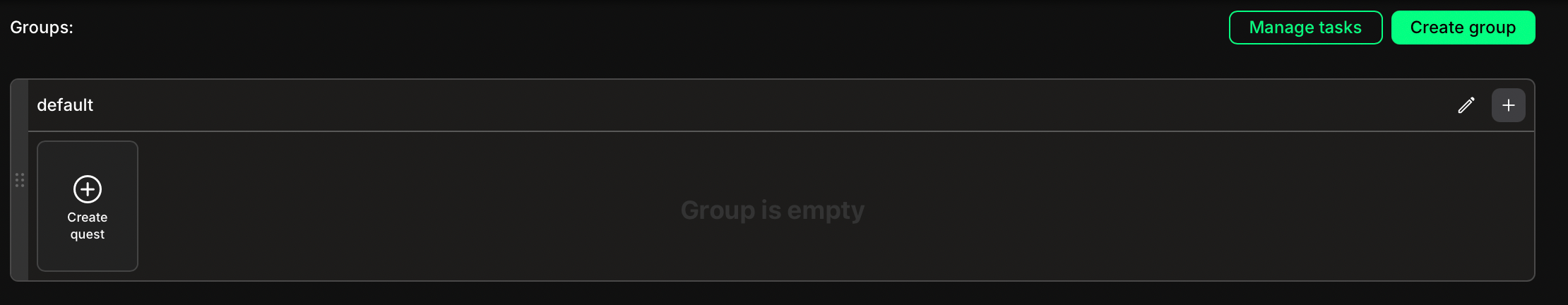 Groups of quests section