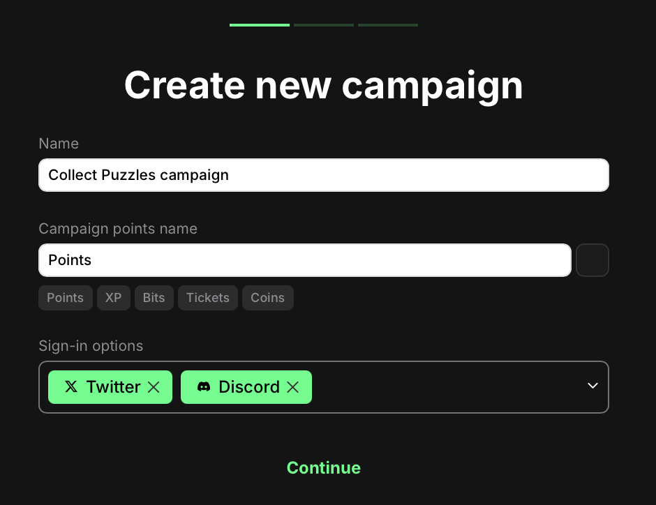 Campaign creation form