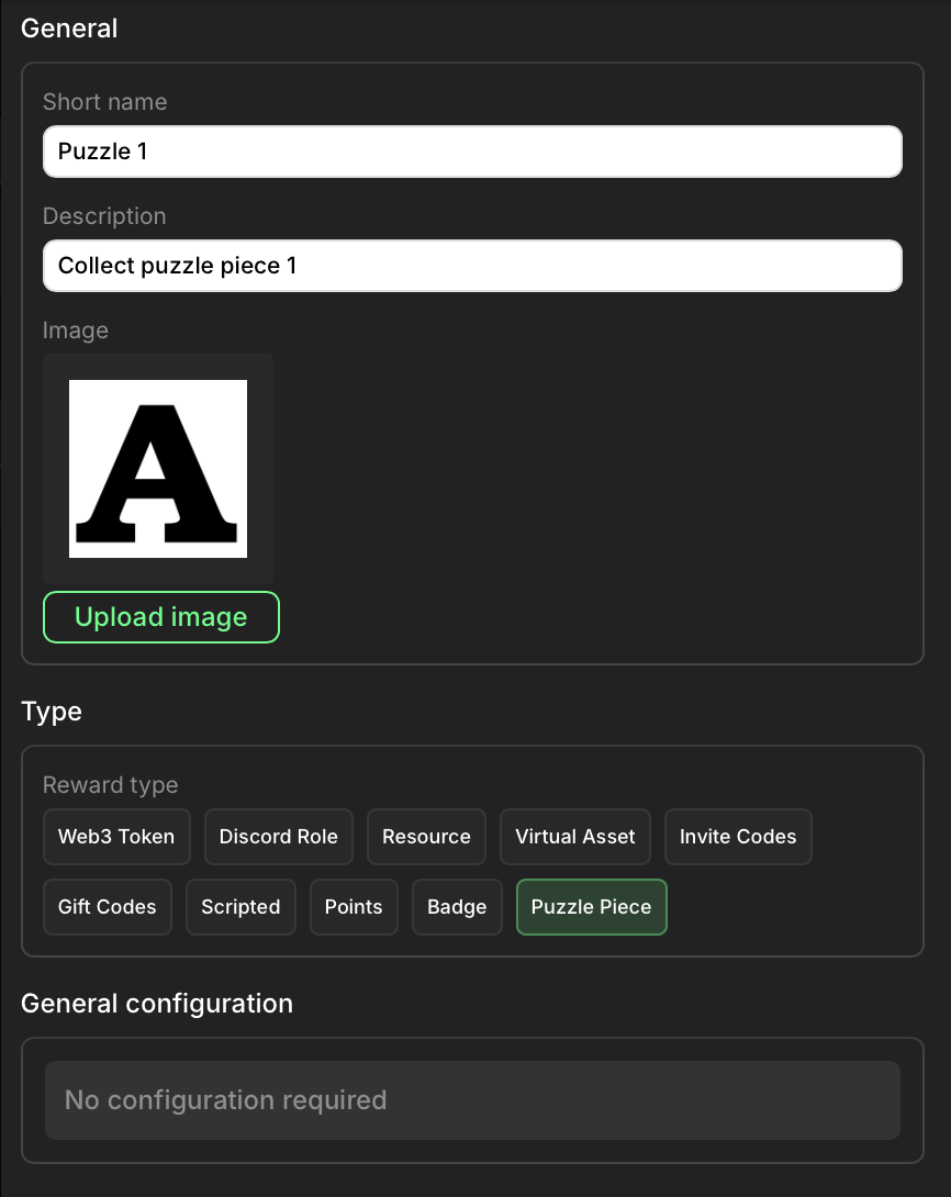 Reward creation form