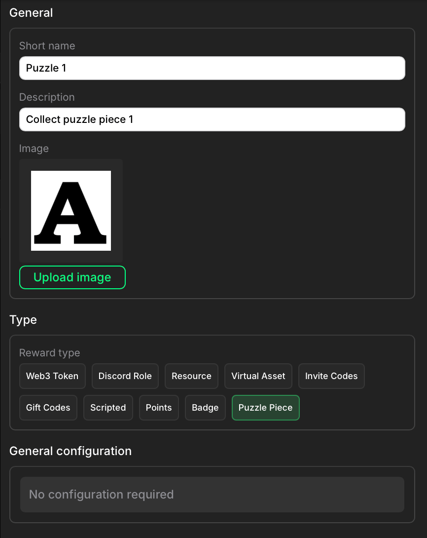 Reward creation form