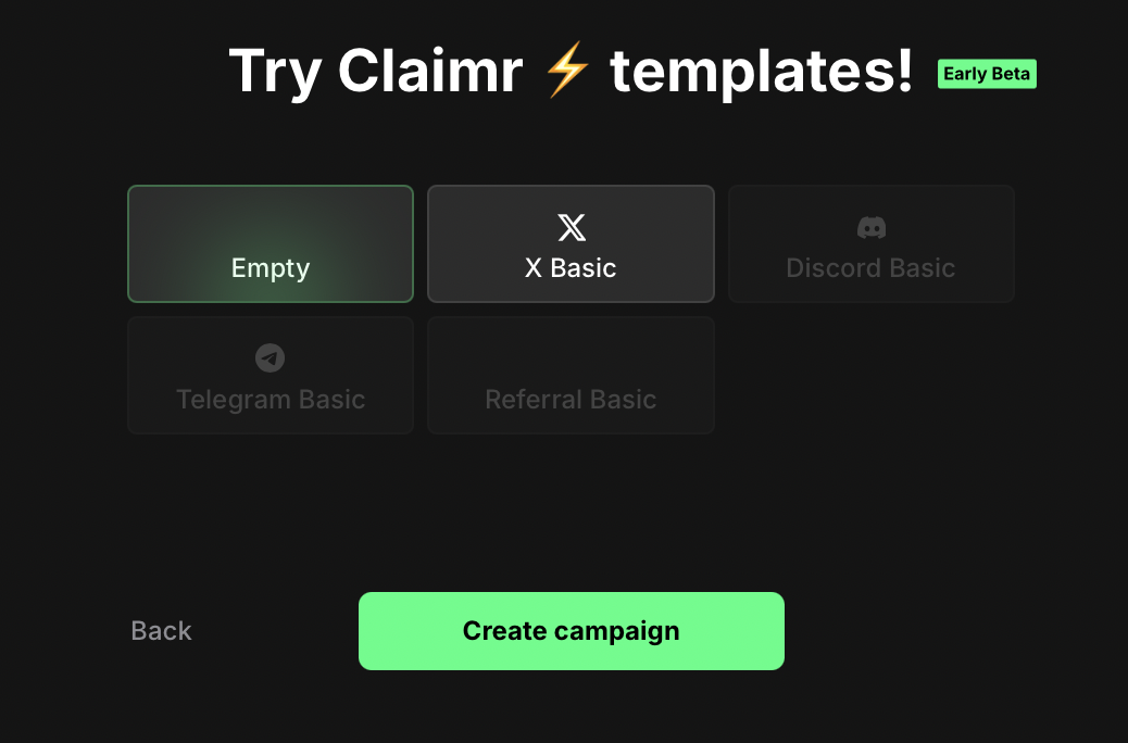 Select the Empty template