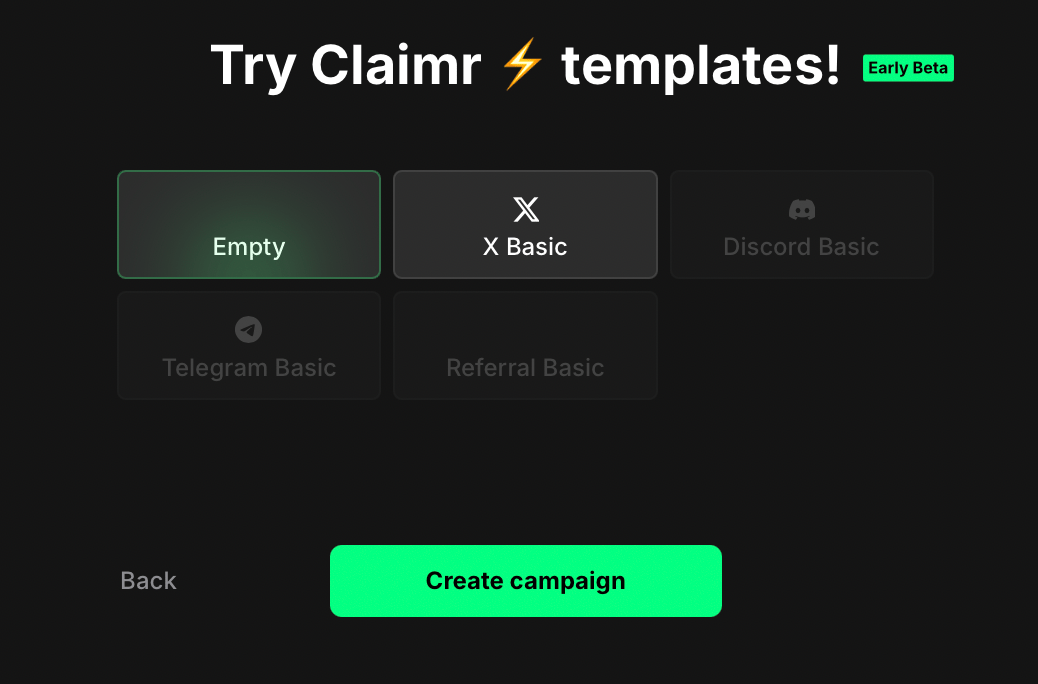 Select the Empty template