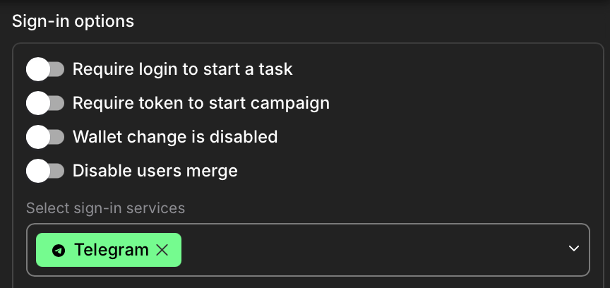 Sign-in options page