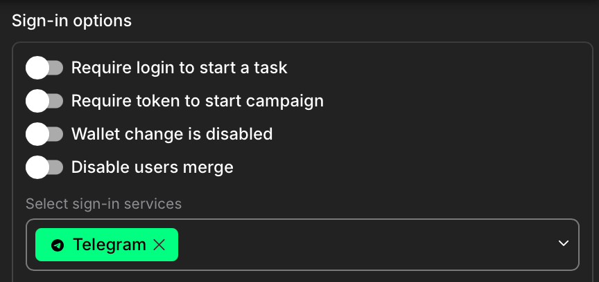Sign-in options page