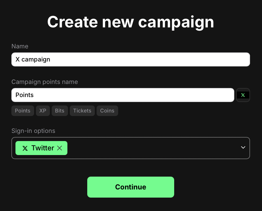 Campaign creation form