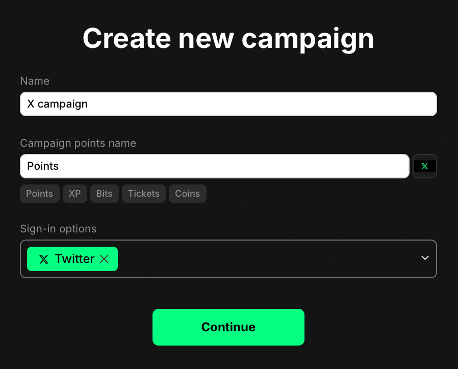 Campaign creation form
