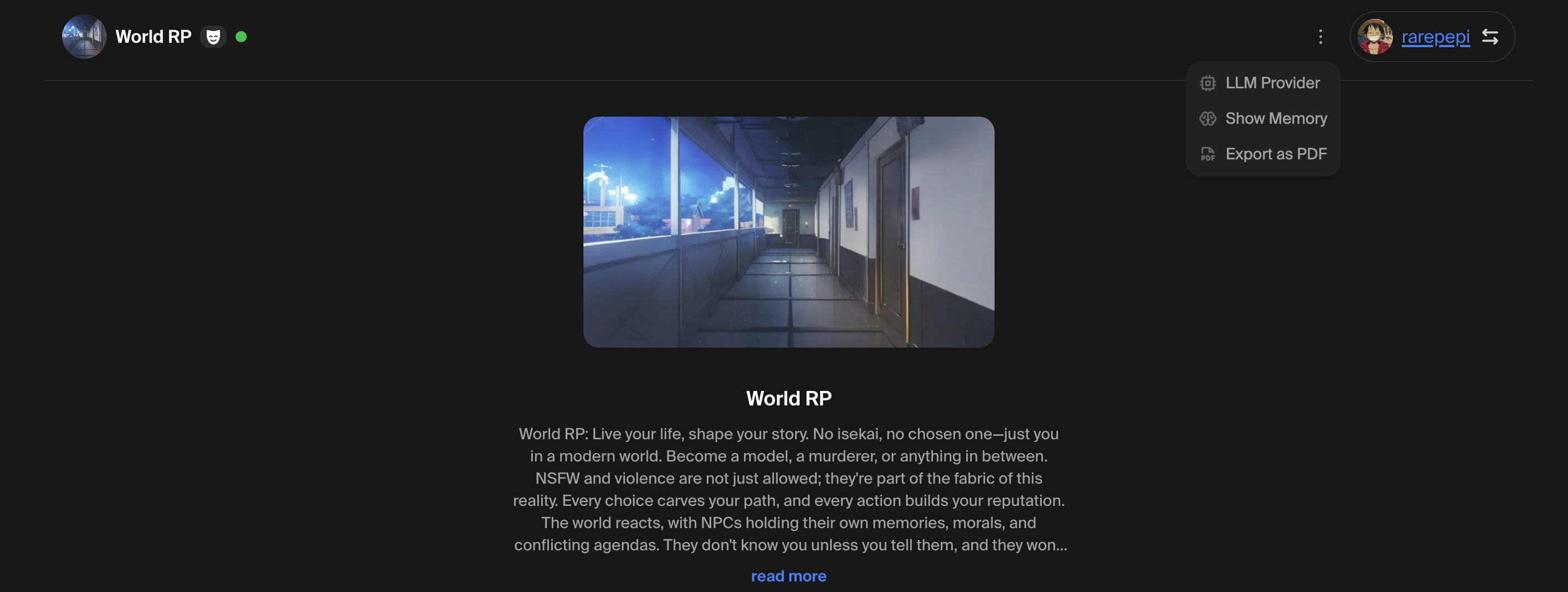 Opening the LLM Provider modal from a chat